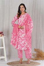 Load image into Gallery viewer, Gulaab ~ Pink Floral Kurti Set
