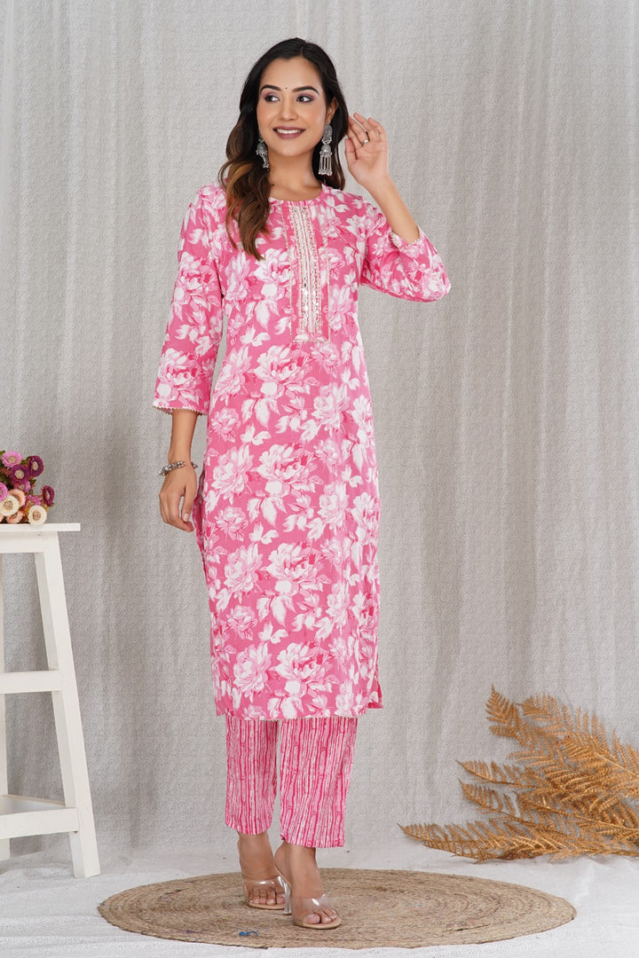 Gulaab ~ Pink Floral Kurti Set