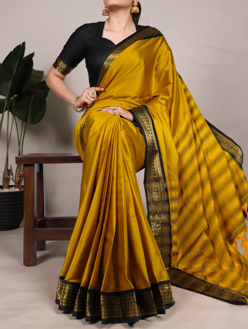 Tussar Yellow (Premium Art Silk)