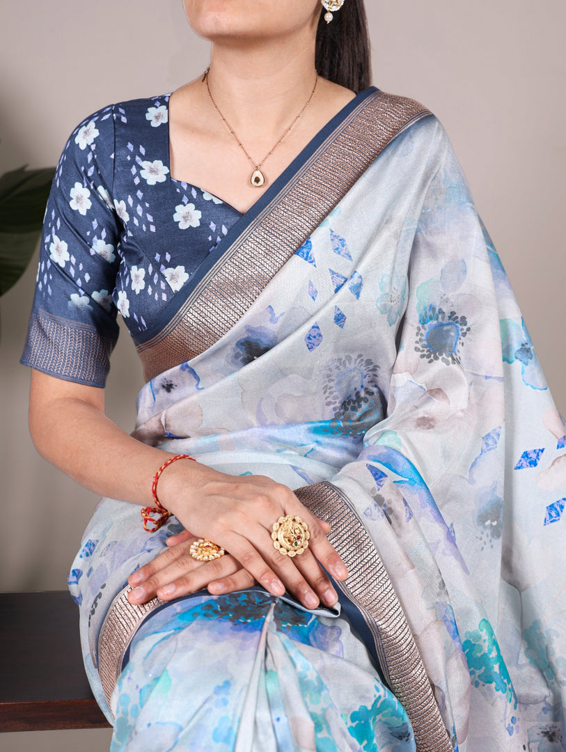 Floral Printed (Premium Tussar Silk)