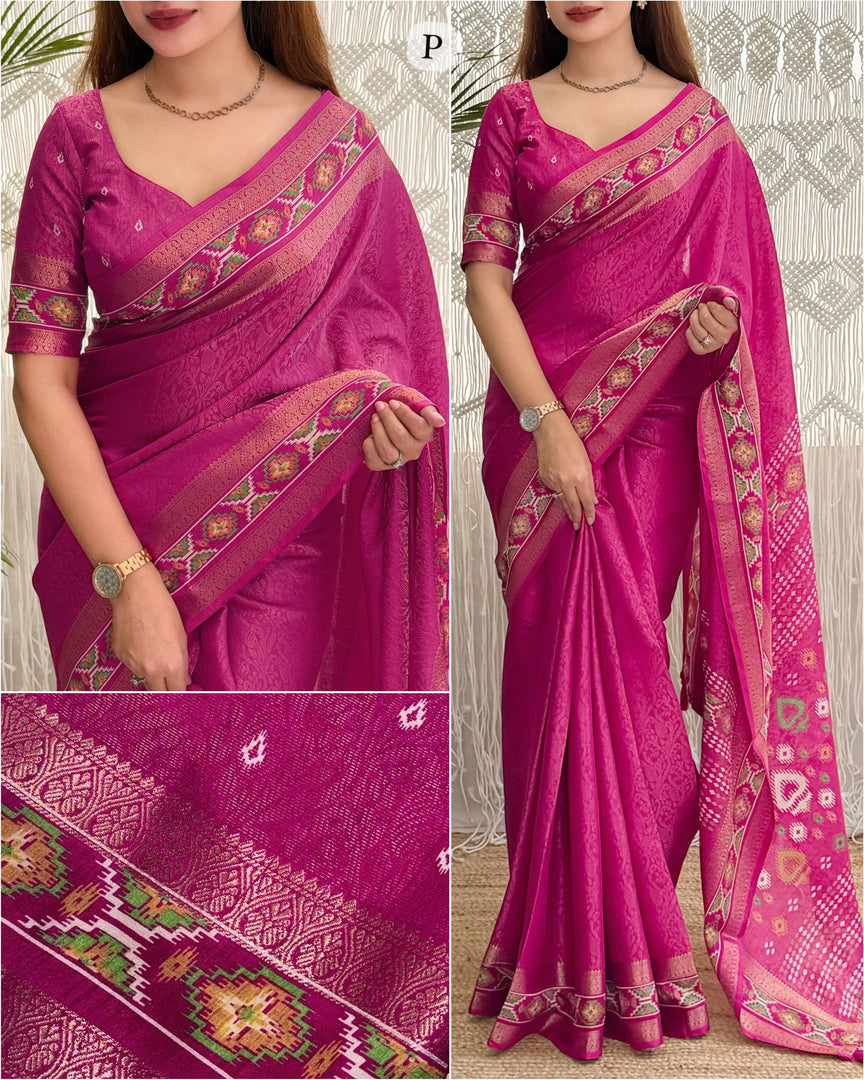 Ajrakh Patola Jacquard (Premium Jacquard Silk)
