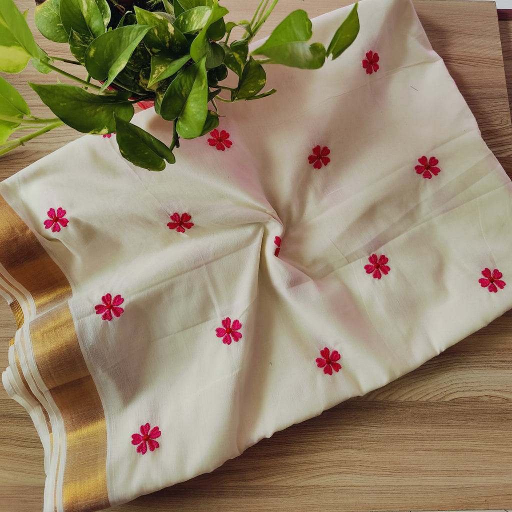 Thetti Poo - തെറ്റി പൂ (Premium 120 Count Kerala Onam Mul Cotton)