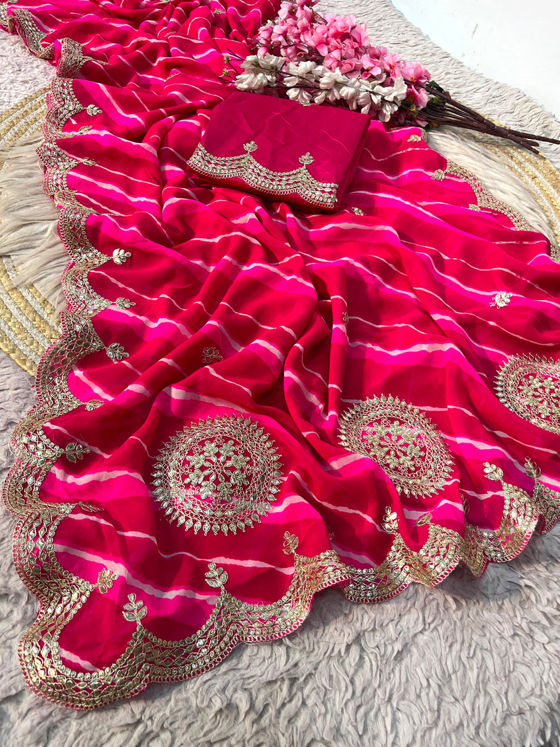 Georgette prismatic (Premium Georgette Saree)