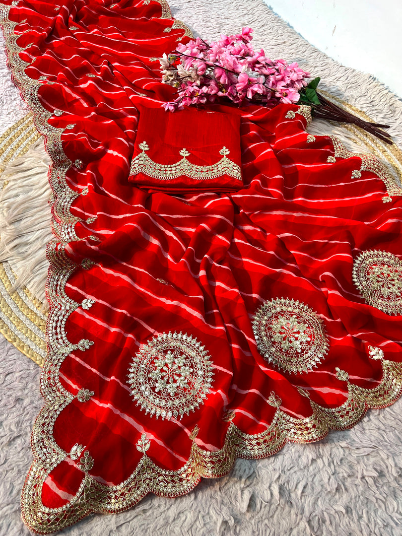 Georgette prismatic (Premium Georgette Saree)