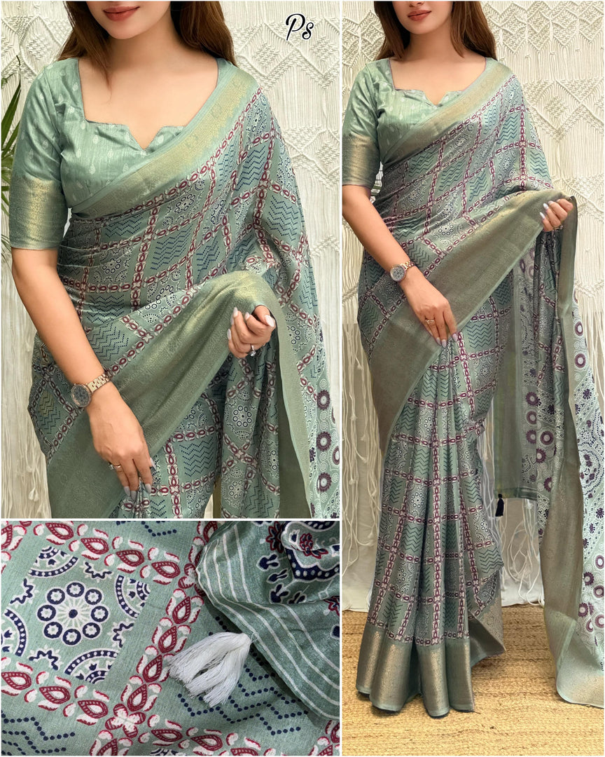 Vibrant Ajrakh (Premium Ajrakh Saree)