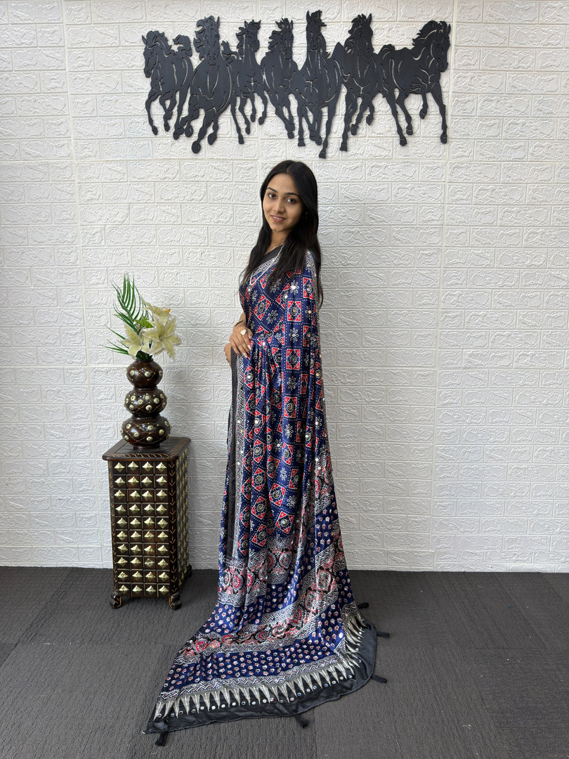 Ajrakh Satin (Premium Ajrakh Party Wear Satin Silk)