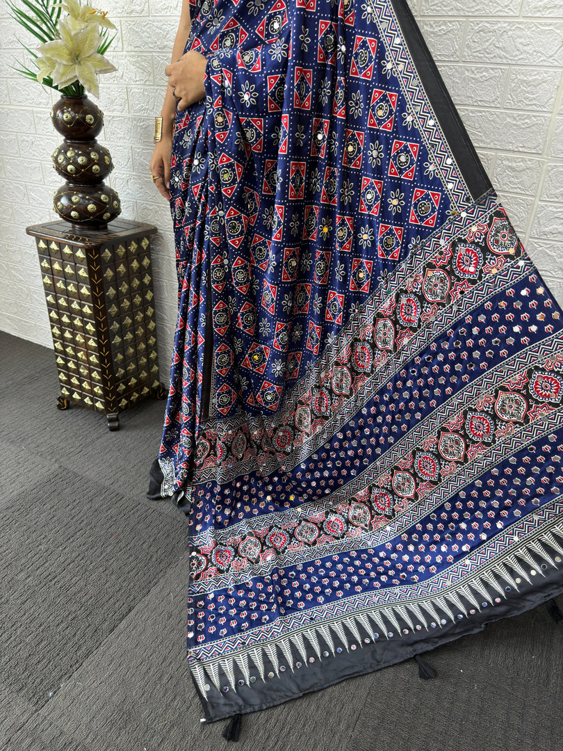 Ajrakh Satin (Premium Ajrakh Party Wear Satin Silk)