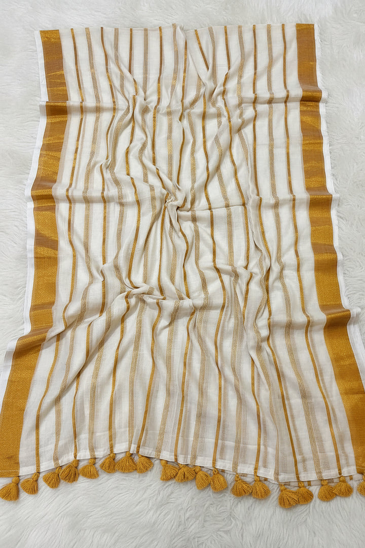 White and Gold (Premium 120 Count Soft Mul Cotton)