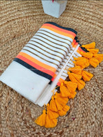 Load image into Gallery viewer, Orange and Black Stripes(Premium 120 Count Soft Mul Cotton)