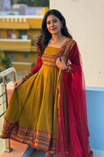 Load image into Gallery viewer, Mustard (Elegant vichitra silk top)