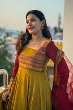 Load image into Gallery viewer, Mustard (Elegant vichitra silk top)