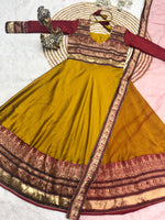 Load image into Gallery viewer, Mustard (Elegant vichitra silk top)