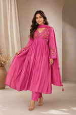 Load image into Gallery viewer, Pink(Mul Chanderi Suit Set)