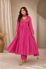 Load image into Gallery viewer, Pink(Mul Chanderi Suit Set)