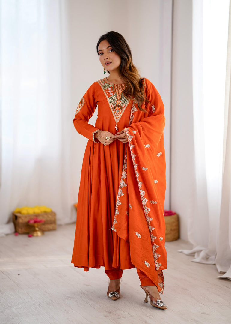 Orange (Anarkali Three Piece Set)