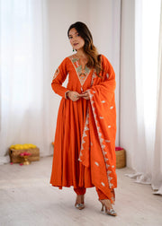 Orange (Anarkali Three Piece Set)