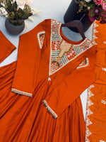 Load image into Gallery viewer, Orange (Anarkali Three Piece Set)