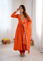 Load image into Gallery viewer, Orange (Anarkali Three Piece Set)