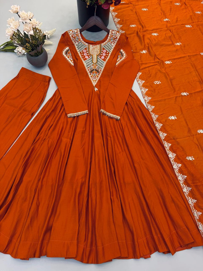 Orange (Anarkali Three Piece Set)