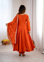 Load image into Gallery viewer, Orange (Anarkali Three Piece Set)