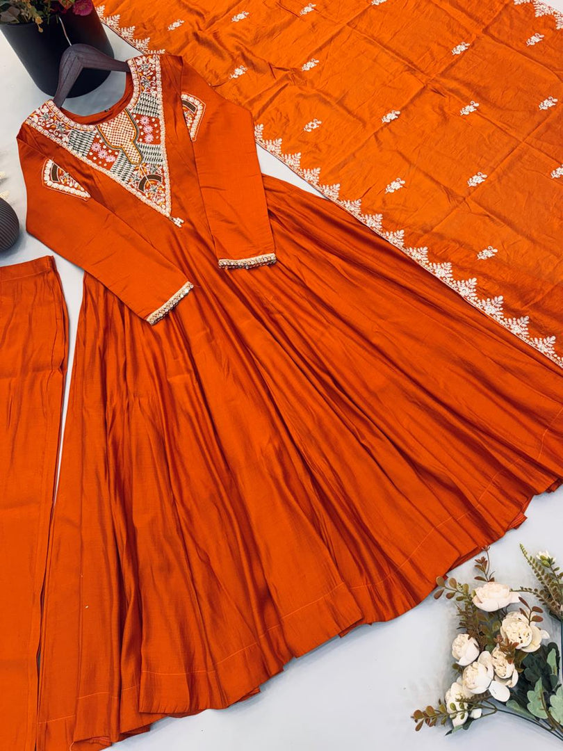 Orange (Anarkali Three Piece Set)