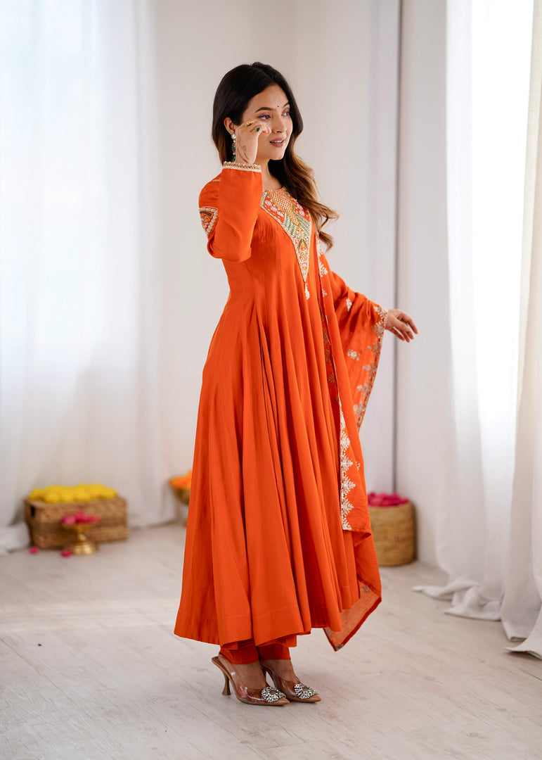 Orange (Anarkali Three Piece Set)