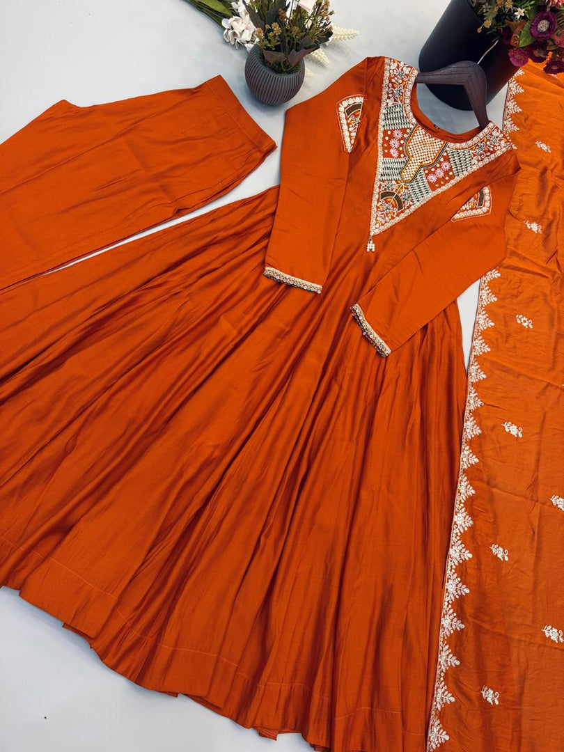 Orange (Anarkali Three Piece Set)