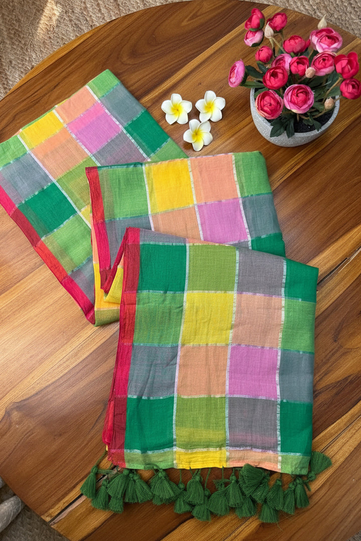 Green Checked (Premium 120 Count Soft Mul Cotton)