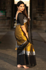 Load image into Gallery viewer, Gold Black (Premium Handloom Tissue Mul Cotton)