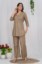 Load image into Gallery viewer, Tehzeeb ~ Brown Kurti Set
