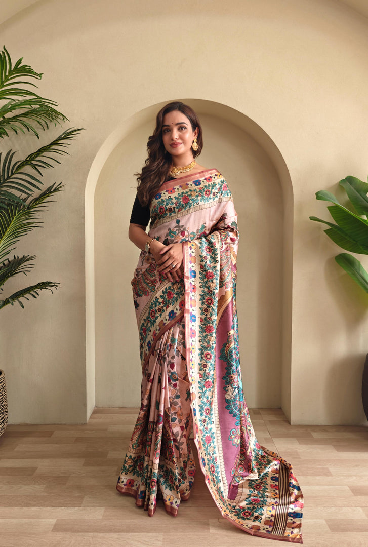 Kalamkari (Premium Soft Art Silk Saree)