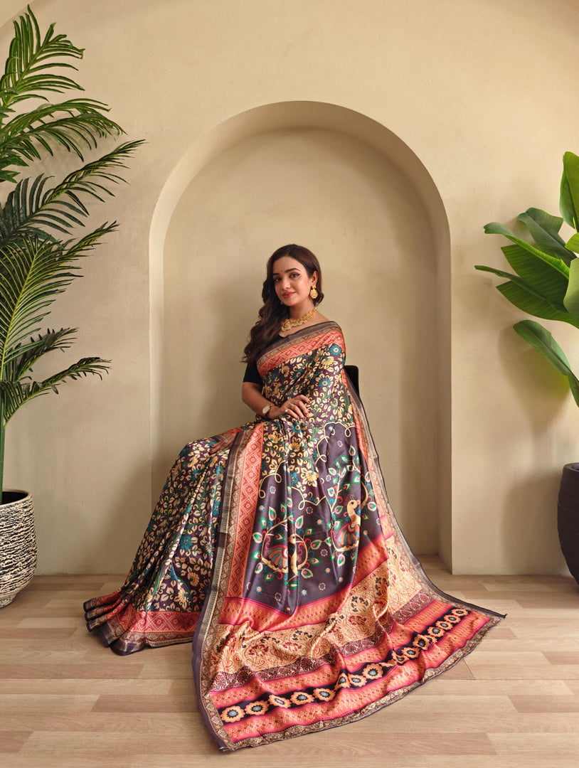 Kalamkari (Premium Soft Art Silk Saree)