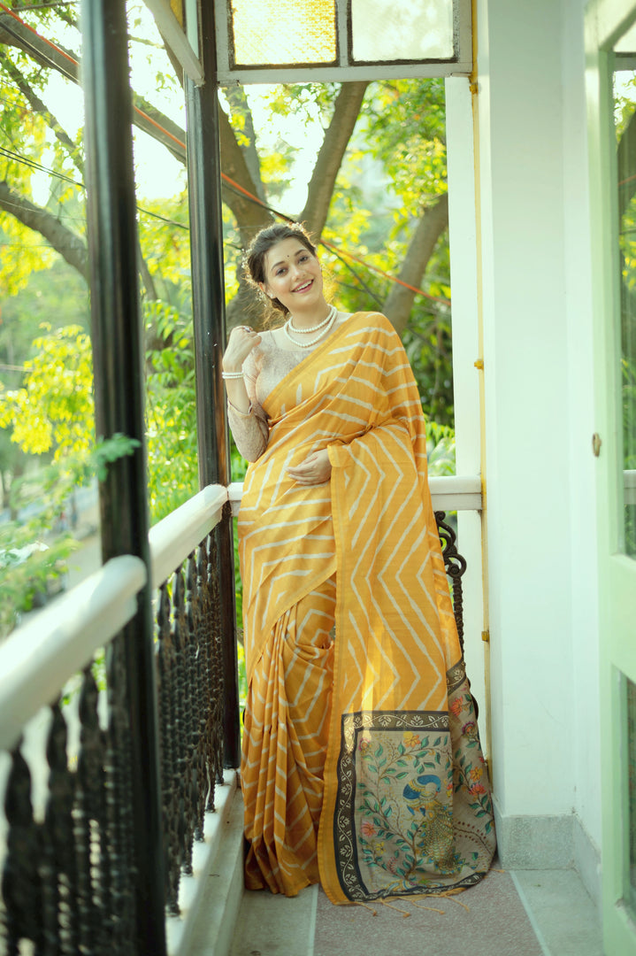 Tussar Silk Leriya (Premium Quality Soft Silk)