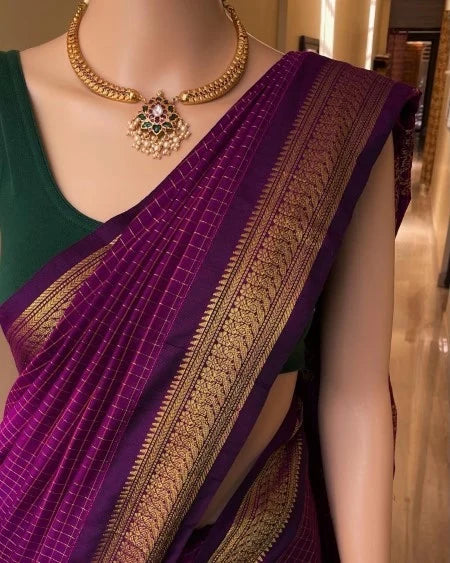 Yashika Checked - यशिका (Premium Checked Handloom Gadwal Silk Cotton)
