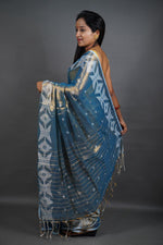 Load image into Gallery viewer, Blue Shine - (Pure Tissue Khadi Handloom Saree)
