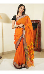 Load image into Gallery viewer, Bright As Orange (Narayanpet Handloom Cotton)
