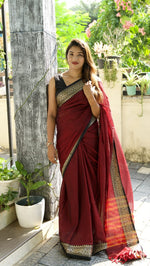 Load image into Gallery viewer, Red Saffron (Narayanpet Handloom Cotton)
