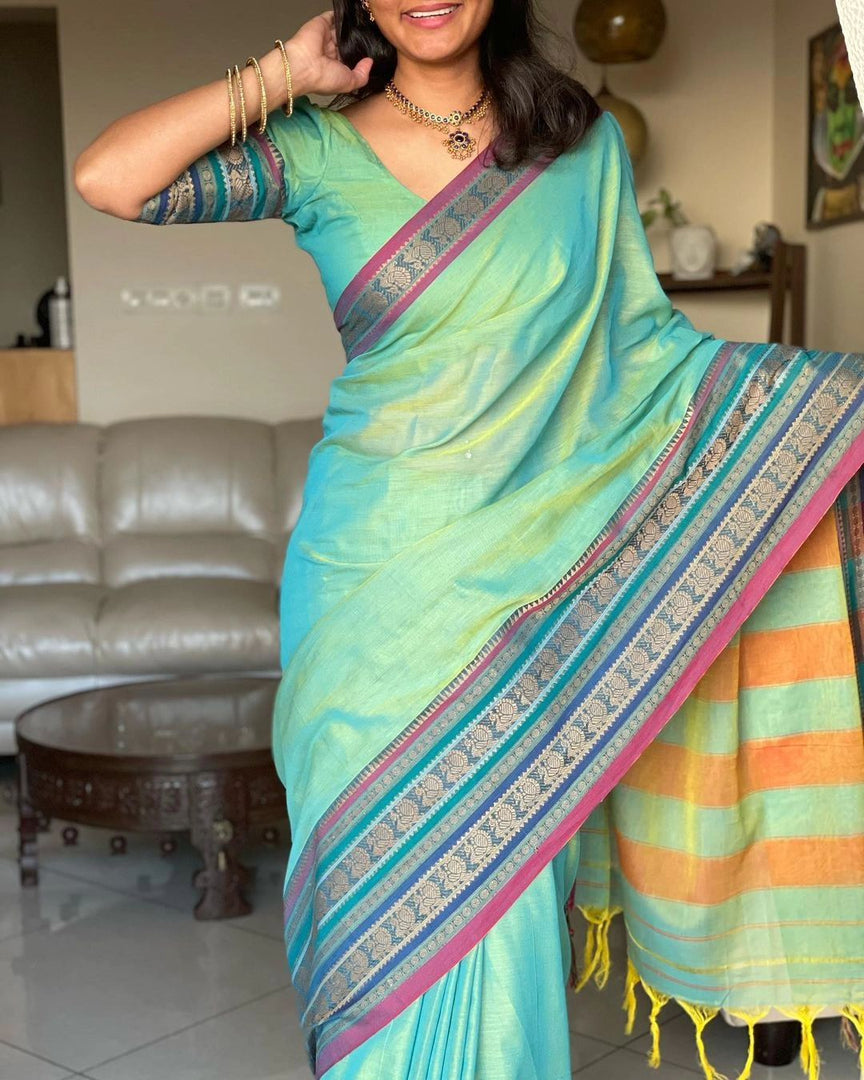 Peacock Teal (Premium Narayanpet Handloom Pure Cotton)