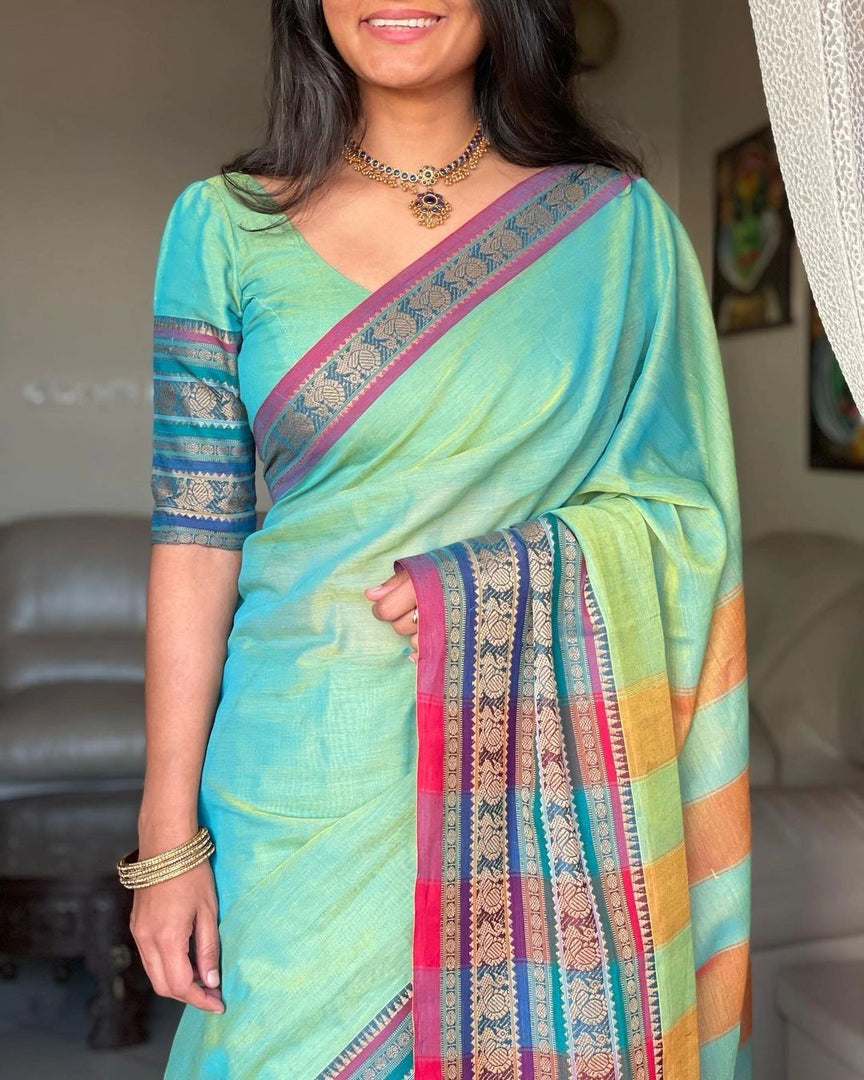 Peacock Teal (Premium Narayanpet Handloom Pure Cotton)