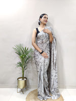 Load image into Gallery viewer, Grey (1 Minute Ready To Wear Saree)
