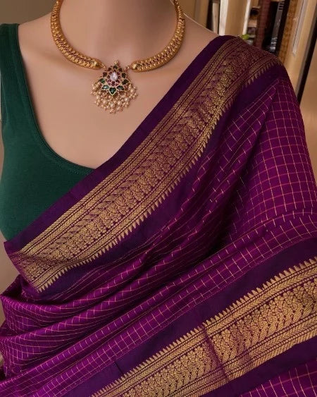 Yashika Checked - यशिका (Premium Checked Handloom Gadwal Silk Cotton)