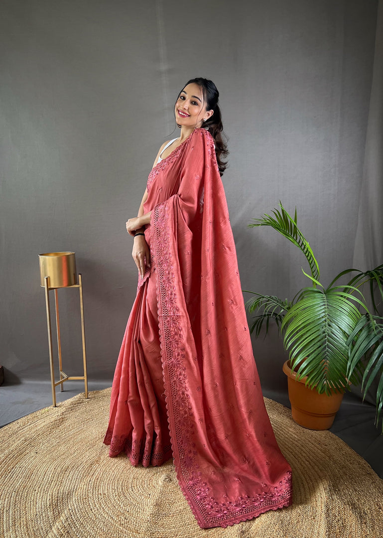 Dark Peach Silk (Premium Quality Silk)